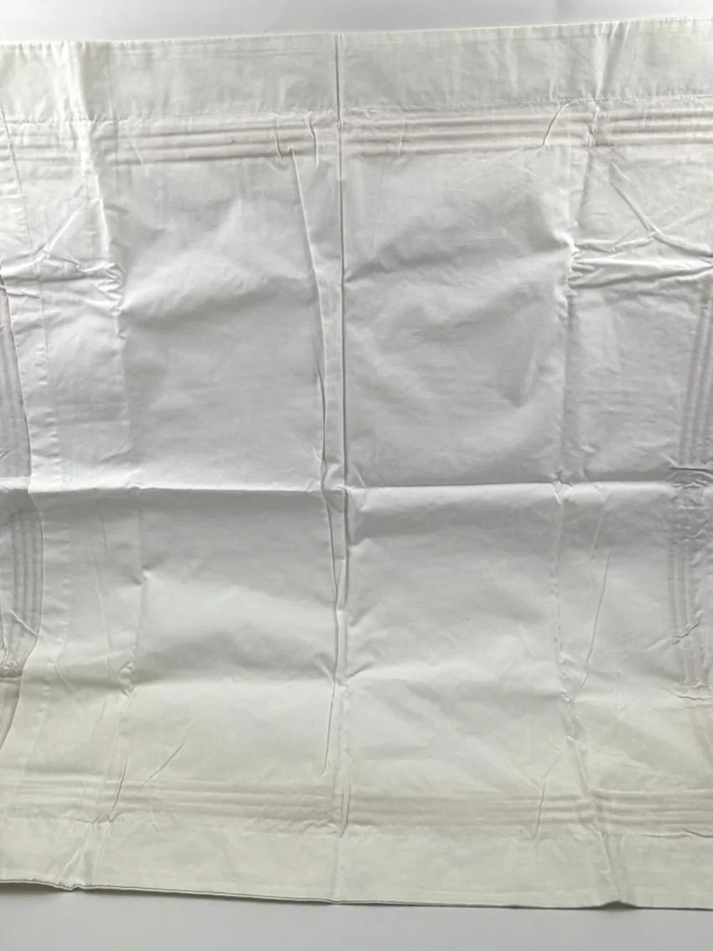 POTTERY BARN White Cotton Euro Pillow Sham Gold Embroidered Frame Trim